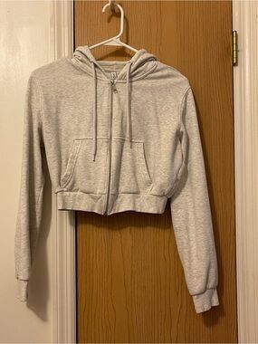 Light Gray Cropped Hoodie